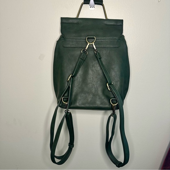 Antik Kraft Dark Green Leather Adjustable Backpack Bag Purse - Picture 2 of 11